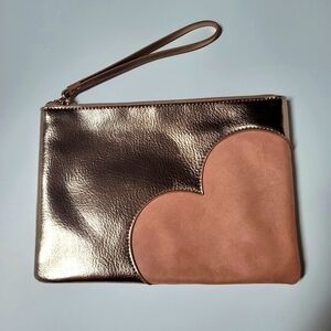 LC Lauren Conrad Rose Gold Heart Pouch Wristlet Large